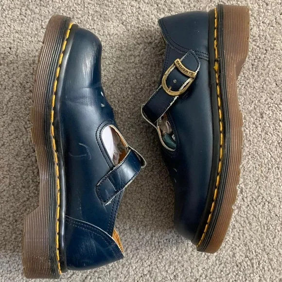 Dr. Martens Navy Blue Tooled Leather Mary Janes - Picture 5 of 8